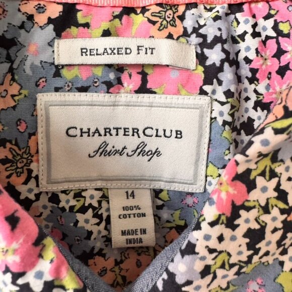 Charter Club Relaxed Fit Floral Button-Down Shirt - Picture 3 of 6